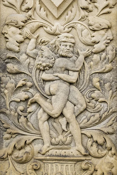 Sand Stone Relief Two Men Fighting — Stock Photo, Image