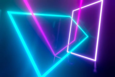 turkuaz ve pembe neon ışıklar çerçeve arkaplanı