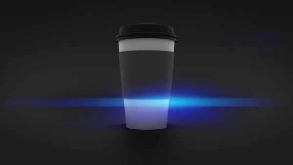 Svart kaffe att gå kopp isolerad på svart bakgrund — Stockfoto