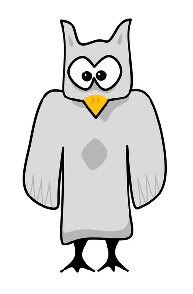 Illustration Comic Character Gray Watching Owl — Stock Photo, Image