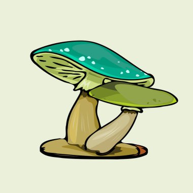 Yeşil renkli bir mantarın çizimi.