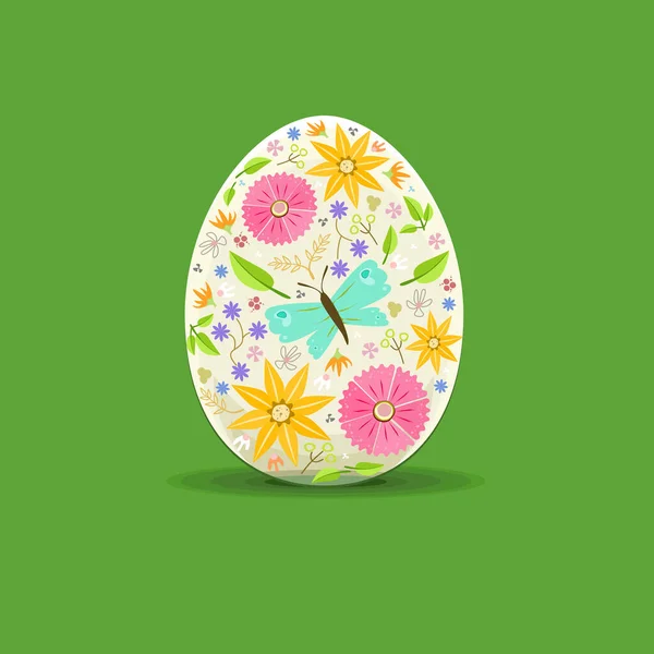 Illustration Easter Egg Floral Decoration — Stock Vector