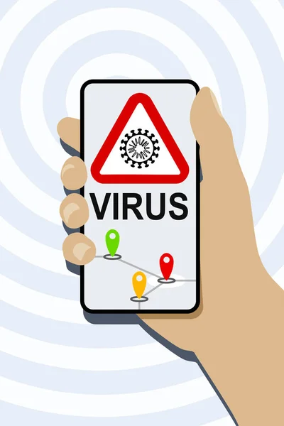 携帯電話のウイルス検出アプリのイラスト — ストックベクタ