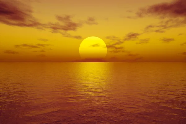 Een Geweldige Zonsondergang Oceaan Illustratie — Stockfoto
