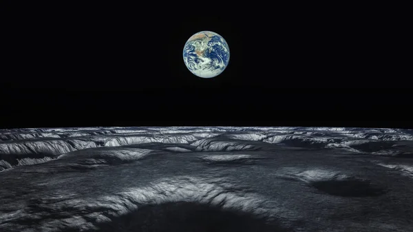 Una Vista Spaziale Nostro Pianeta Terra Dalla Luna Illustrazione Fatto — Foto Stock