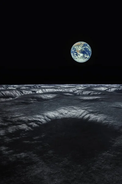 Uma Vista Espacial Para Nosso Planeta Terra Partir Lua Ilustração — Fotografia de Stock