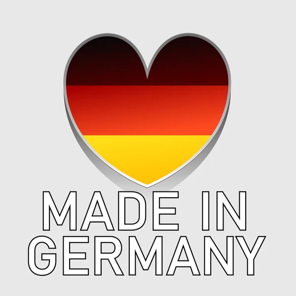 Illustration German National Colored Heart Text Made Germany — Stock Vector