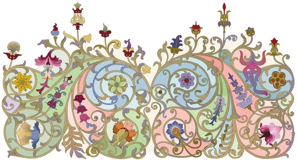 Traditional Russian Ornament Art Nouveau Style White Background — Stock Photo, Image