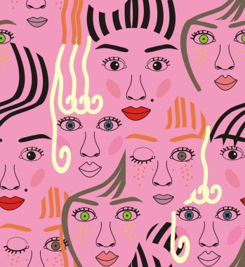 Göz, saç, burun ve dudakları ile kızlar karşı karşıya