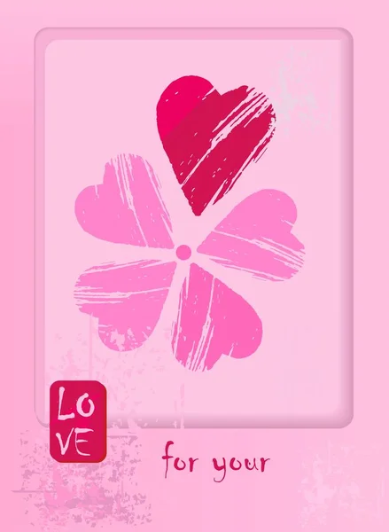 La postal para el día de San Valentín con la flor, que tiene los pétalos del corazón — Archivo Imágenes Vectoriales