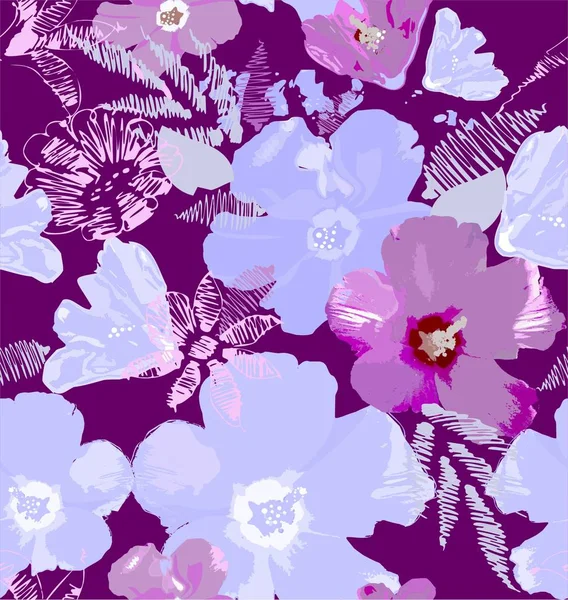 Hibiscus kwiaty w kolorze różowym — Wektor stockowy