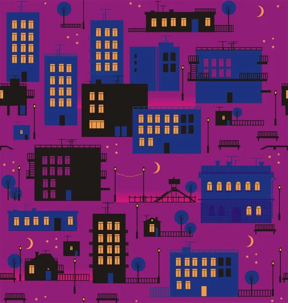 Night city in purple