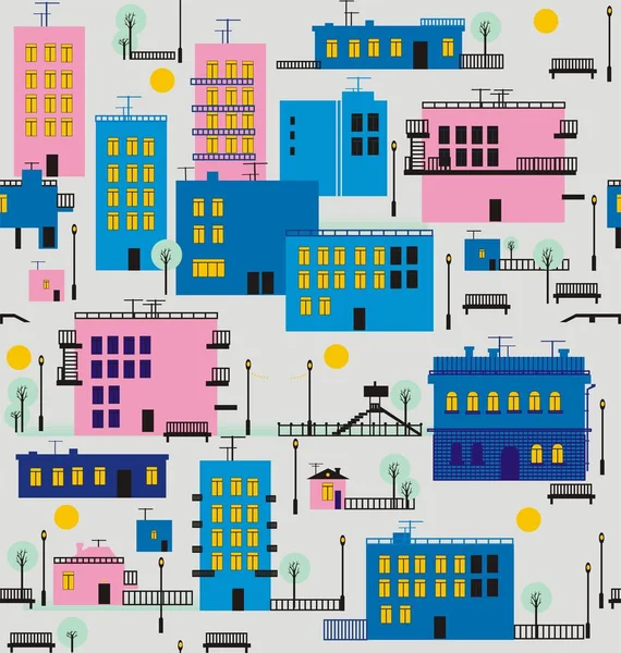 Daily city in pink, blue, dark blue