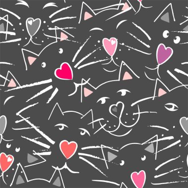 Kedi bıyığı ve kalp, gözler ve kulaklar şeklinde burun