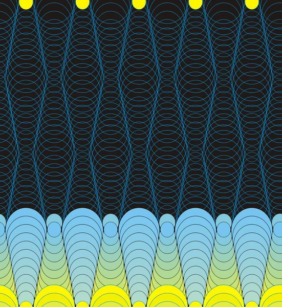 파란색 검은색 노란색 암청색의 선에서 나오는 기하학적 장식은 추상적 기하학적 — 스톡 벡터