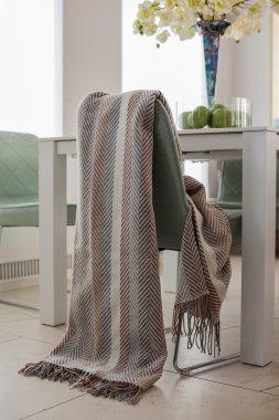 Ekose bir sandalyeye asılı