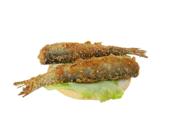 Rolo com peixe frito — Fotografia de Stock