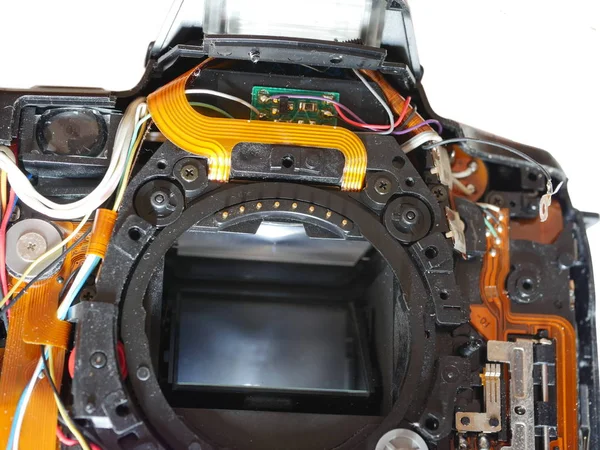 Open camera prepared for repair — Stock Photo, Image