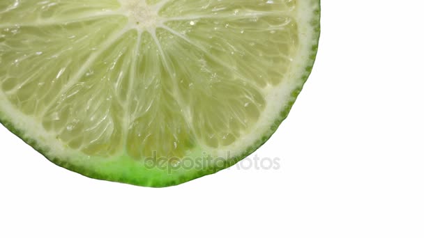 Lime Dripping Clear Juice White Background — Stock Video