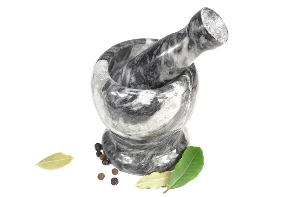 White black marble mortar — Stock Photo, Image