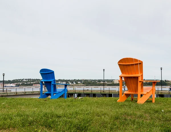 Blue and Orange Adirondacks — Stock Photo, Image