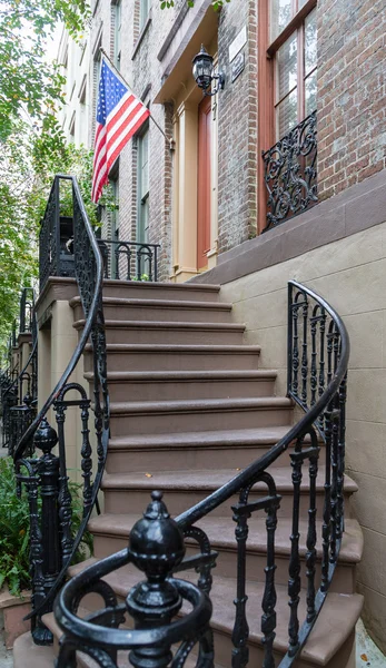 American Flag up Steps — Stock Photo, Image
