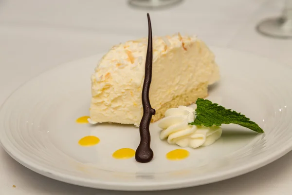 Lemon Tart with Chocolate Garnish — Stock Photo, Image