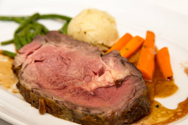 Prime Rib with Carrots Potatoes and Green Beans