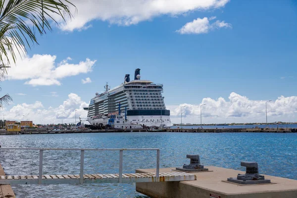 Cruise schip voorbij de Pier — Stockfoto