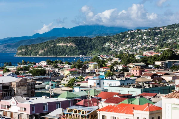 Colorful Buildings and Hills of Dominica — Stock Photo, Image