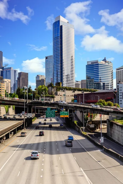 Interstate door het centrum van Seattle — Stockfoto