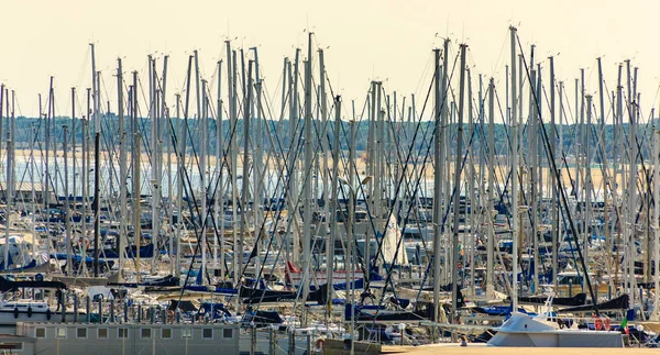 Veel masten in de haven — Stockfoto