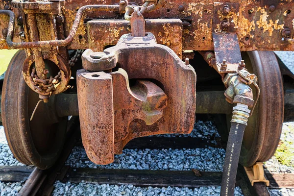 Rusty tågkoppling — Stockfoto