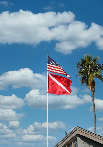 Banderas americanas y de buceo — Foto de Stock