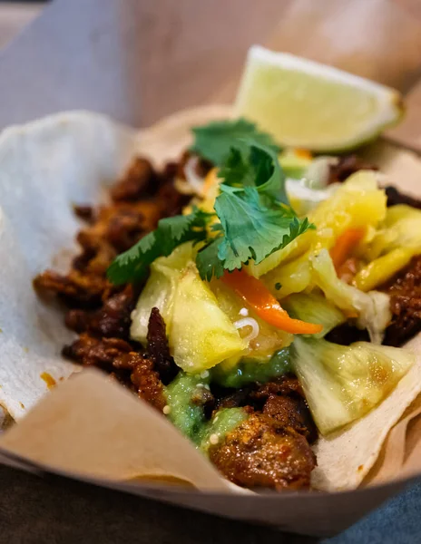 Fresh Cilantro on Pork Tacos — Stock Photo, Image