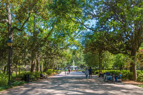 Gångväg in i Forsyth Park — Stockfoto