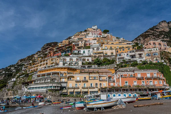 Positano vom Strand — Stockfoto