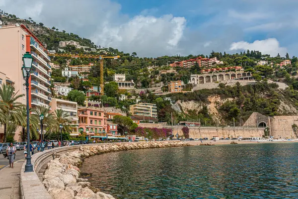 Gebogen Waterkant van Villefranche — Stockfoto