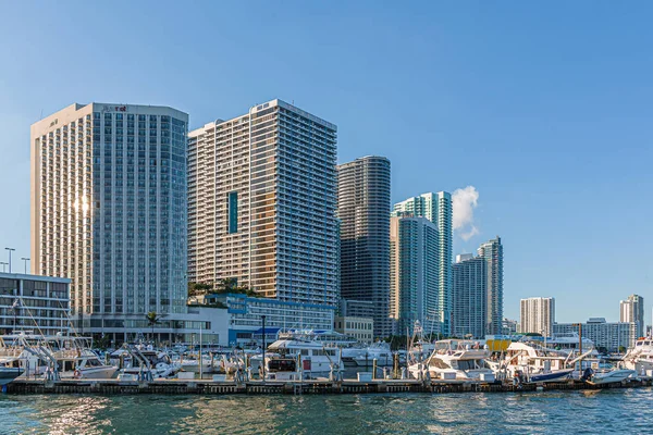 Hotele wzdłuż Miami Marina — Zdjęcie stockowe