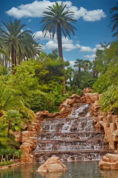 Waterfall and Tropical Fountain — Stock Photo, Image