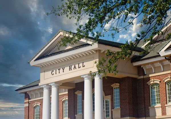 Classic City Hall with Columns at Dusk — Stock Fotó