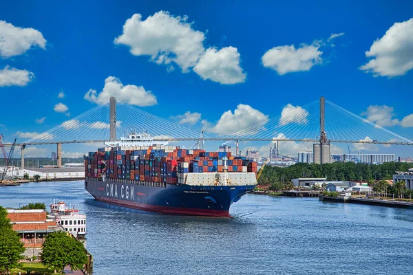 Massive Freighter on Savannah River — Stock Image Massive Freighter on Savannah River Stock Image