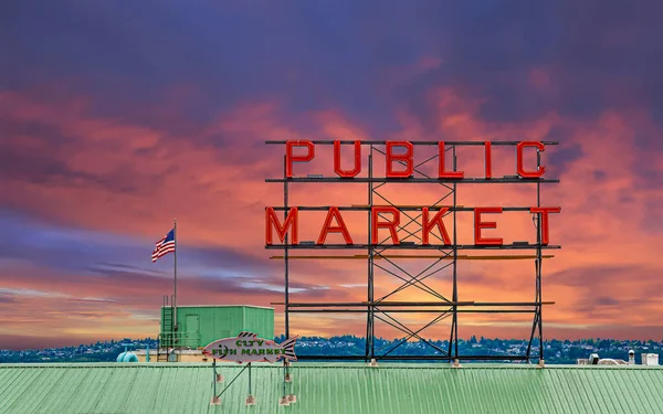 Pile Place Market al atardecer — Foto de Stock