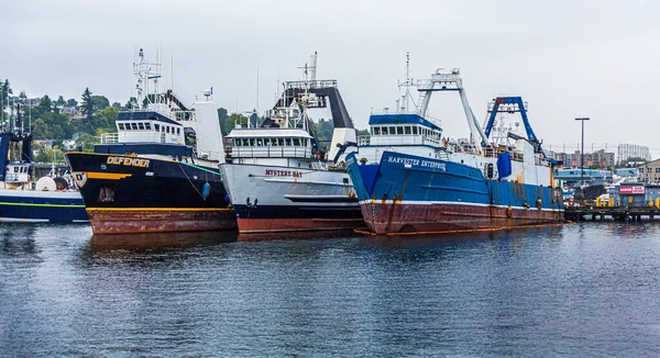 Három halászhajó az Union-tó partján — Stock Fotó