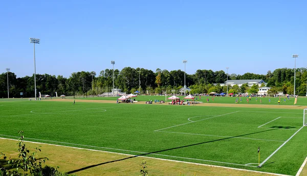 Oyundan Önce Futbol Sahası — Stok fotoğraf