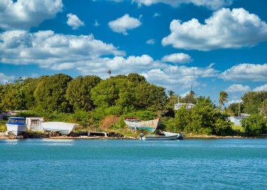 Karayip kıyısındaki harabe tekneler