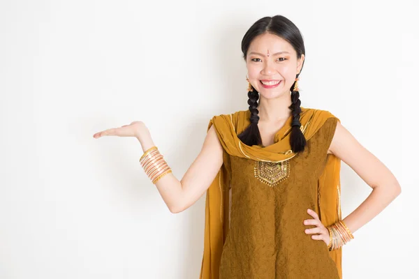 Mixed race Indian girl showing something — Stock Photo, Image