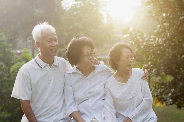 Gruppo di anziani asiatici all'aperto — Foto Stock
