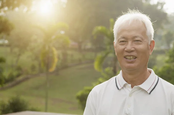 Asian seniors man outdoor portrait — Stock Photo, Image