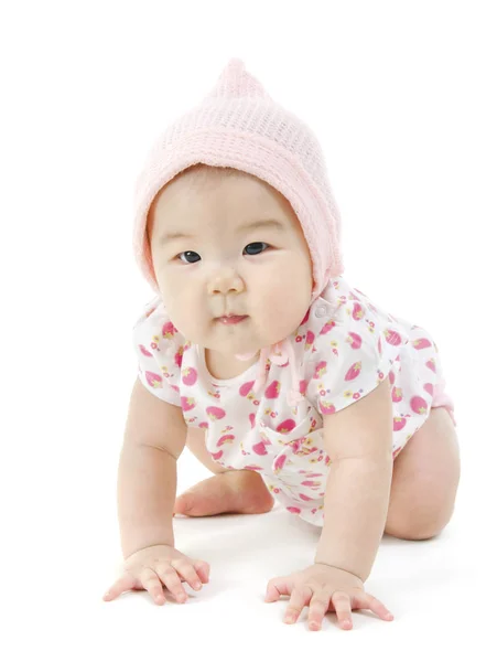 Asian baby girl crawling — Stock Photo, Image